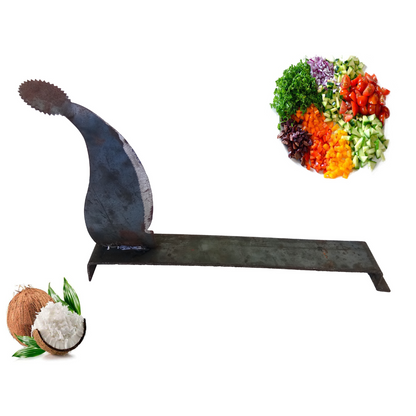 Aruvamanai / Iron Blade Vegetable Cutter / Boti Cutter Bengali / Chirava Coconut Scrapper / Kathipeeta / Thengai Thuruvi – with Iron Loha Lokhand Base (L x W x H: 32 x 5 x 20 cm, 500 g)