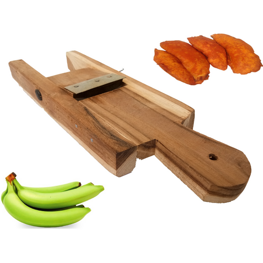 Traditional Handheld Wooden Double Side Vegetable Slicer / Banana, Potato, Cabbage, Onion Slicer / Plantain, Tapioca Chopper / Baji Kattai / Chips Cutter (L x W x H: 15 x 5 x 1 inches, Medium)