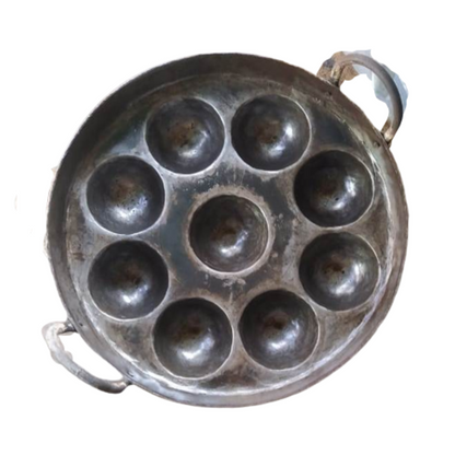 Pure Iron Deep Paniyaram Kallu / Paddu Pan / Ponganalu Chatti with 7 Cavities (Traditional Handmade Item)